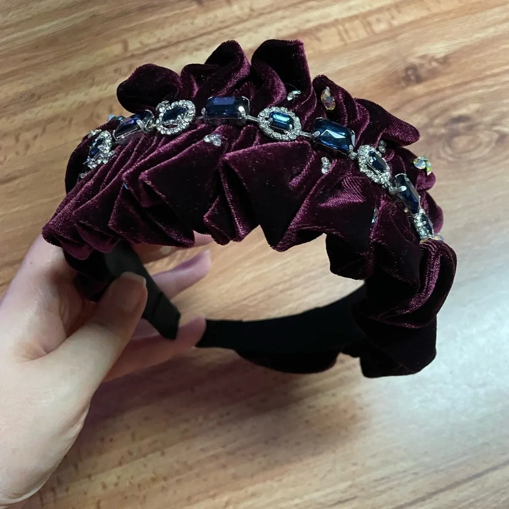 Dark Purple Ruffle Embellished Headband